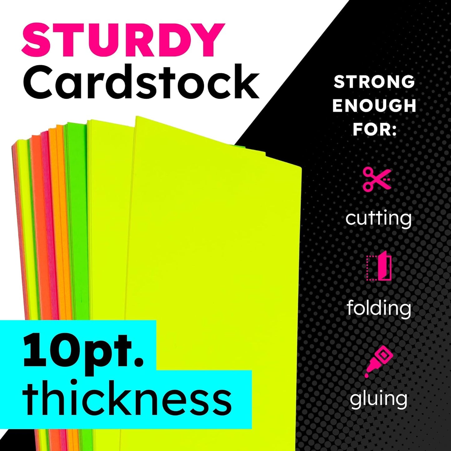Hygloss Small Poster Board 4x11 - 100 Assorted Neon Color Poster Boards Bulk Pack - 10 Pt. Thickness Colored Poster Board Paper for Projects, Flash Cards, Signs - Posterboard Multipack 4" x 11"