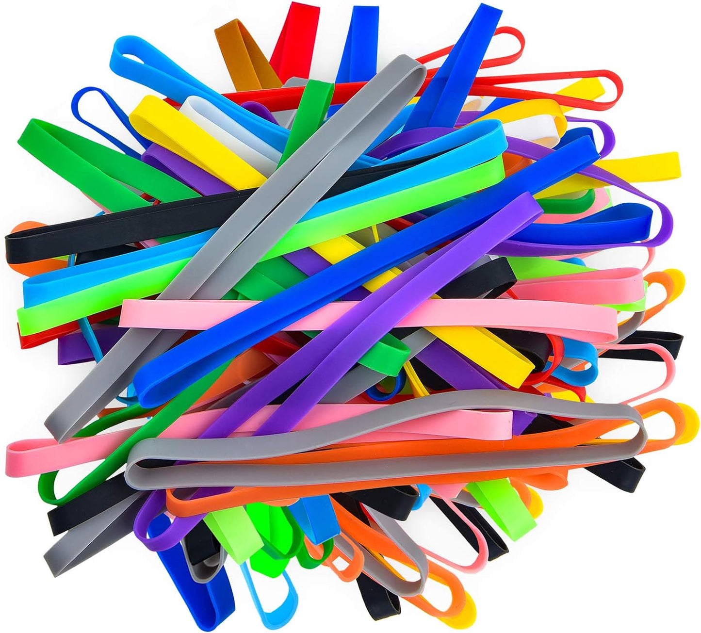 Coopay 120 Pieces Silicone Rubber Bands Colorful Elastic Wrapping Bands for Books, Art, Exercise, Crab Traps, Cooking, Wrapping, Heat, Cold, UV, Chemical Resistant (5.5 inch)