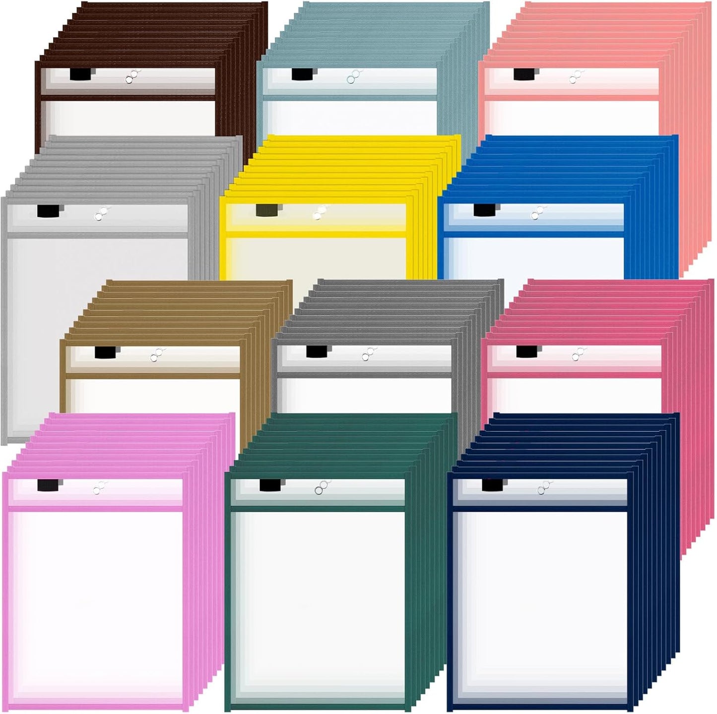 Seajan 120 Pcs Clear Dry Erase Pockets Plastic Sleeves for Paper 14 x 10 Inch Reusable Document Holder Shop Ticket Holders Dry Erase Pocket Organizer Teacher Supplies for Classroom (Vibrant Color)