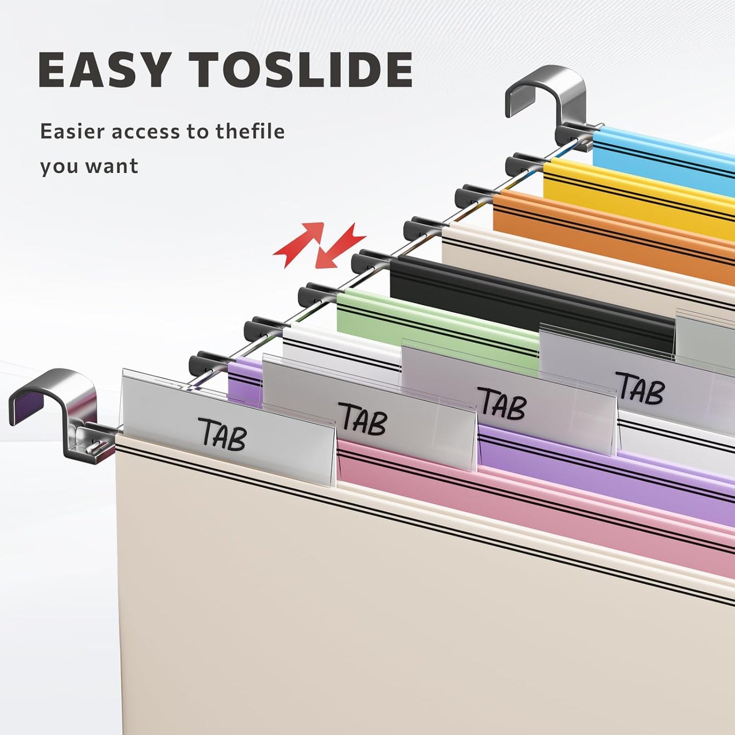 File Organizer Box with Lid - Set of 2 Portable Hanging filebox, Collapsible Linen Decorative Filing Storage Boxes for Office & Home File Cabinet (Beige 14 x 9.3 x 10.9 inch)