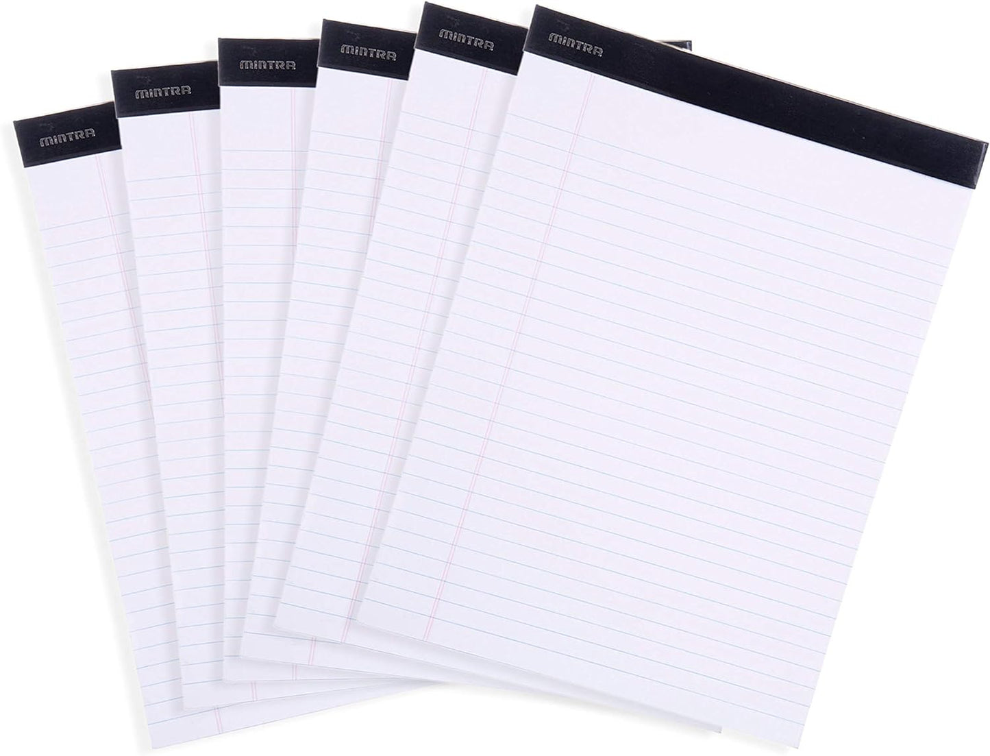 Mintra Office Legal Pads - ((BASIC WHITE 6pk, 8.5in x 11in, WIDE RULED))