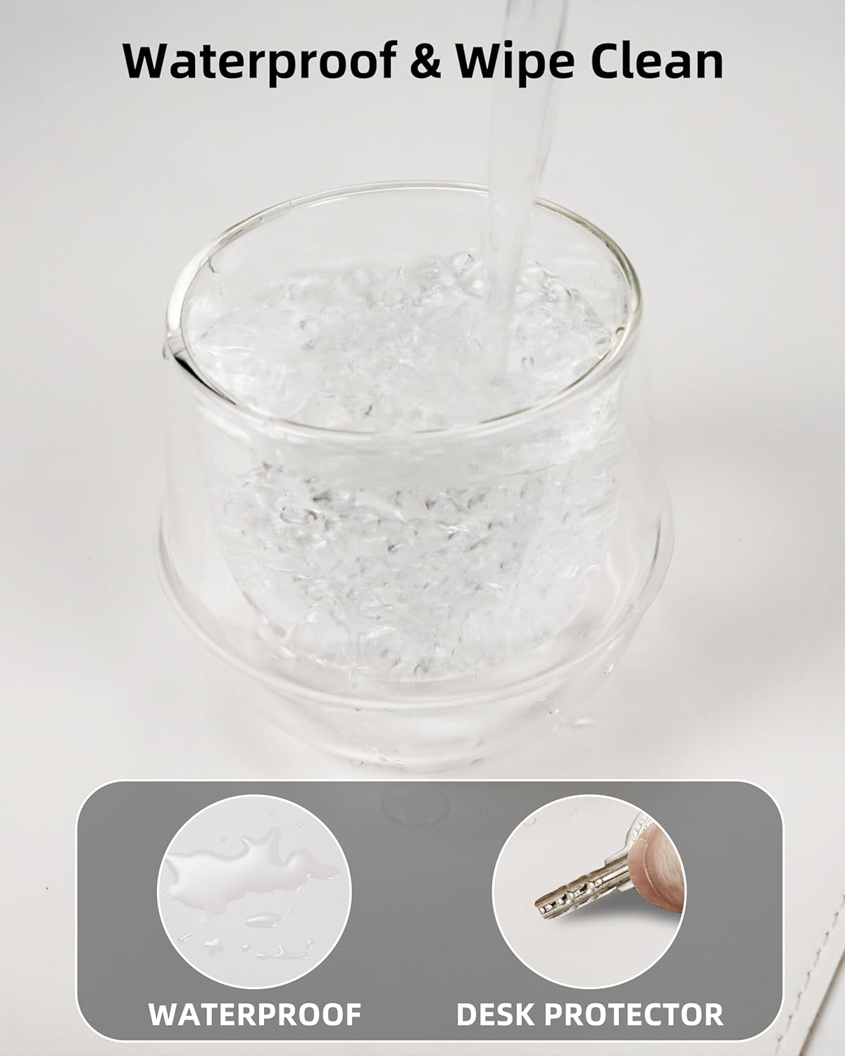 Extra Large Desk Pad Mat - Waterproof Mouse Pad & Desk Protector, Non-Slip XXL PU Leather Gaming Mat for Keyboard/Mouse, Stitched Edge with Ergonomic Support, 55"x17" (White)