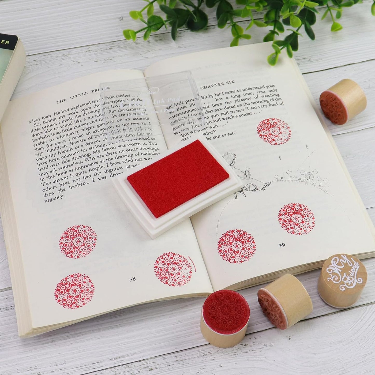 Craft Ink Pad for Rubber Stamps, Paper, Wooden, Fabric, Scrapbooking, Non-Toxic Finger Ink Pads for Kids (Red)