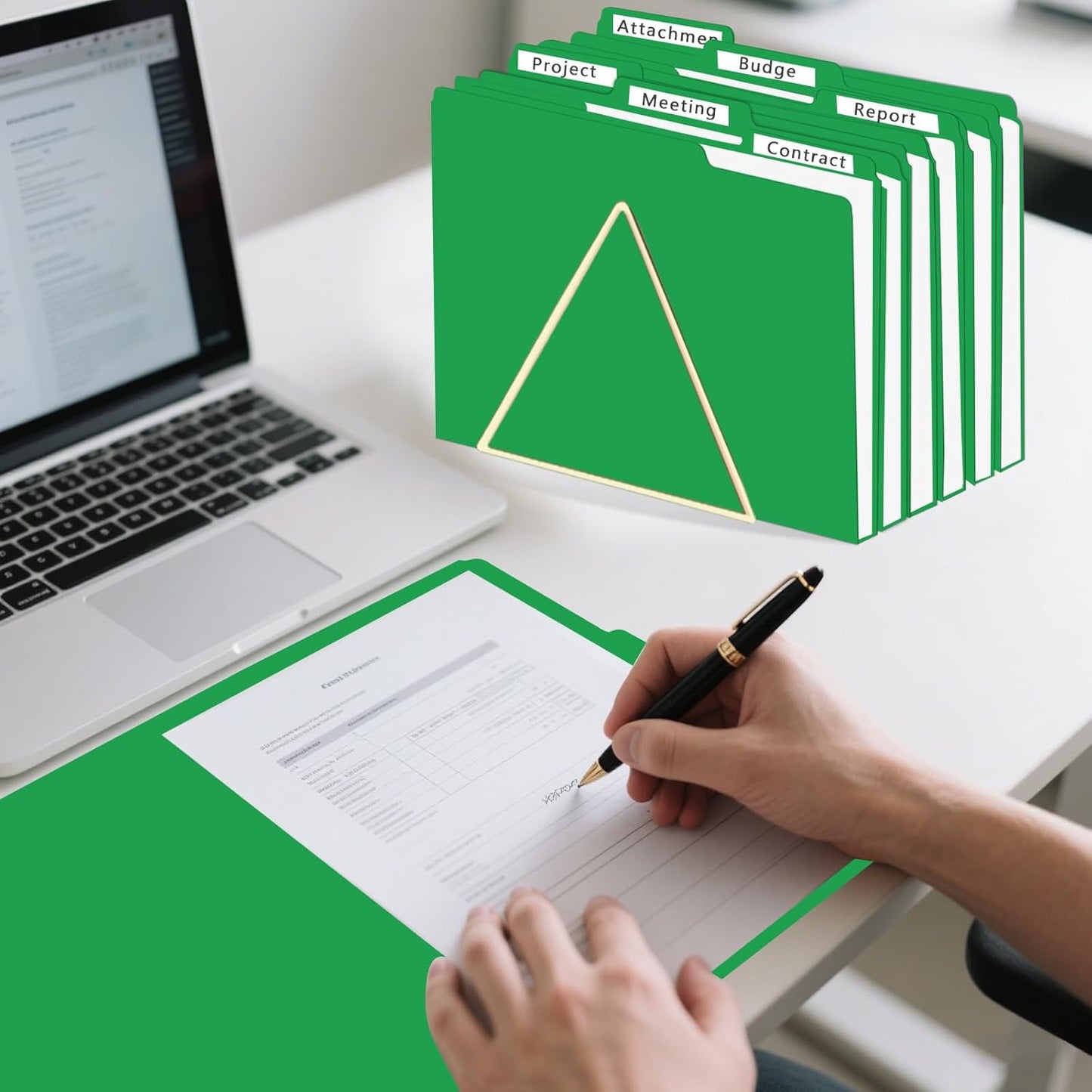 File Folder, HERKKA 120 Pack 1/3 Cut Tab File Folders, File Folders Great for Organizing and Filing, Letter Size, Green