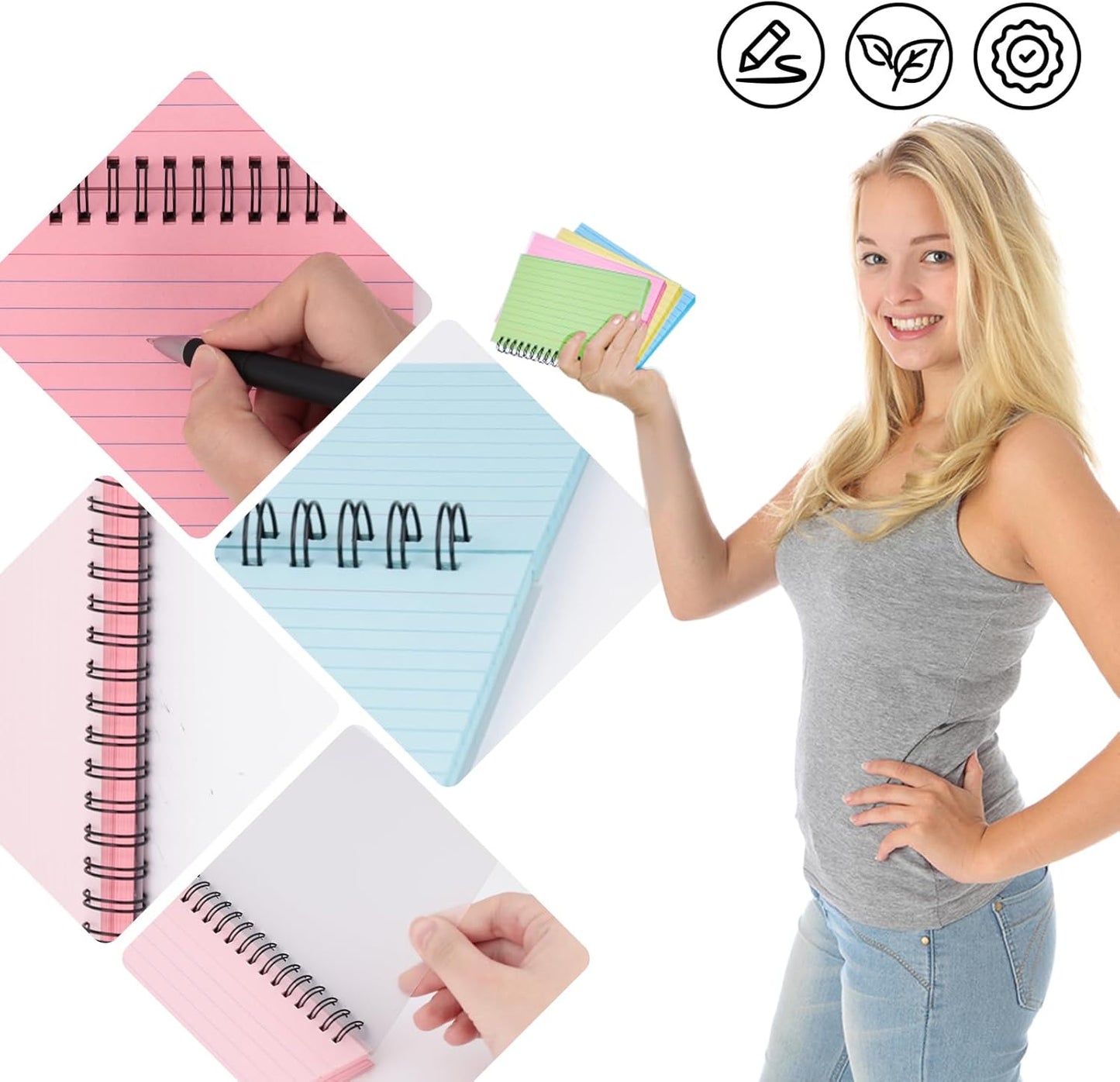 Koogel 400PCS Index Cards with Rings, 4x6 Colored Ruled Index Cards with Waterproof Covers for Back to School, Flashcard Recipe Note Card for Studying Nursing School College Essentials, 4 Colors