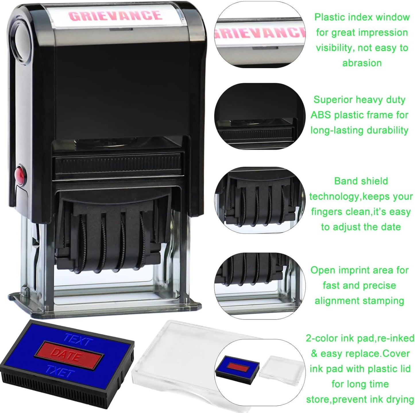 Custom-Date-Stamps Self Inking Stamp Personalized-Date-Stamp with Siganture Self-Inking Heavy Duty Date Stamper for Office Business,2-Color Ink Pads - Many Colors & Fonts (1 pcs Date Stamp)