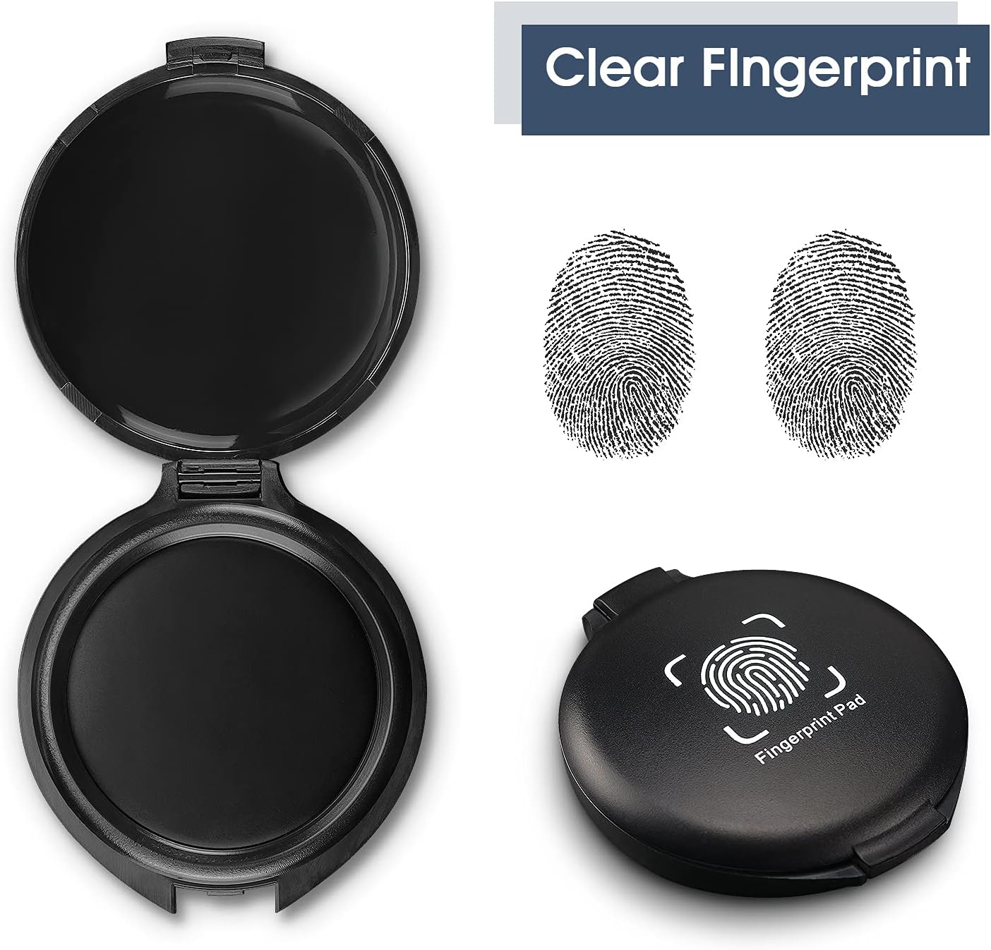 2 Pack Thumbprint Fingerprint Ink Pad for Notary Supplies Identification Security ID Fingerprint Cards Law Enforcement Fingerprint Black Stamp Ink pad
