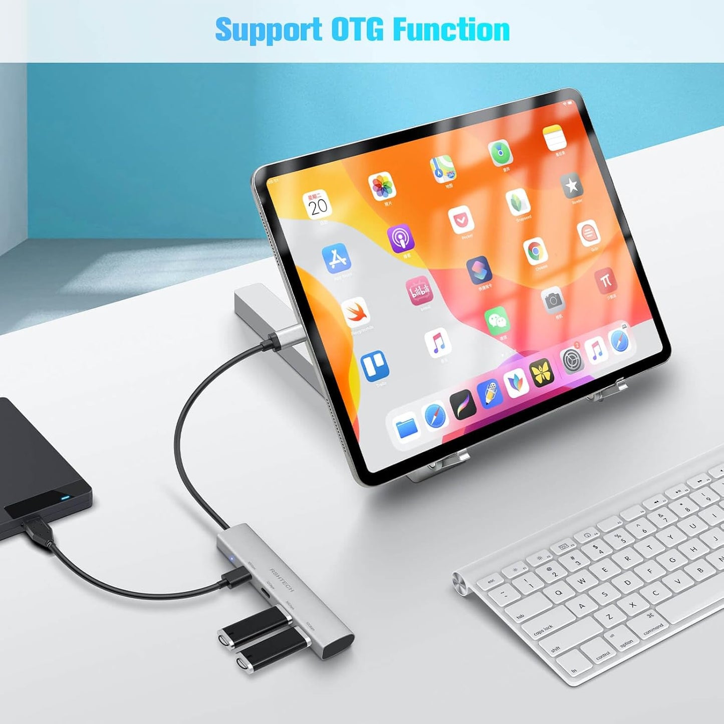 RSHTECH 4 Ports USB C 3.1/3.2 Gen 2 Hub 10Gbps with 2 USB-C and 2 USB-A Data Ports, Portable Aluminum USB Splitter for Laptop, MacBook Pro, and More Type C Devices, Gray, RSH-RX05