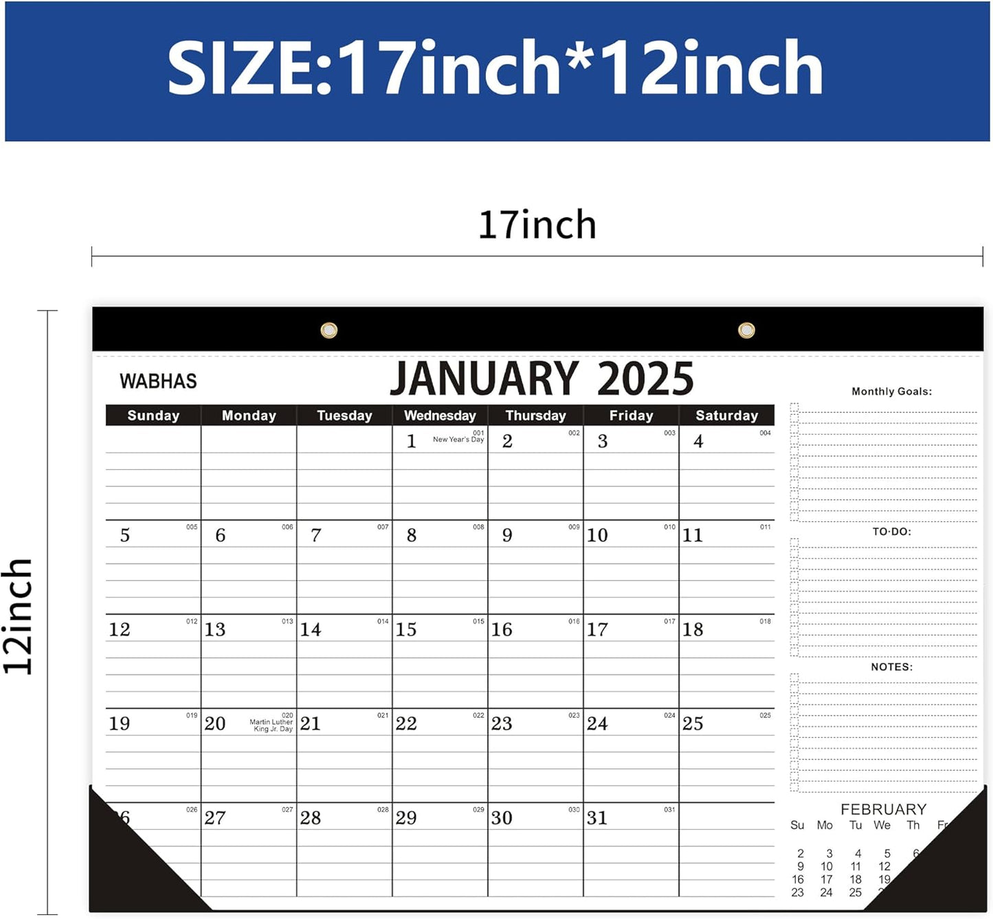 Desk Calendar 2025-2025 Calendar -18 Months-January 2025-June 2026,Desk Calendar 2025 with to-do List,Thick Paper,2025 Desk Calendar 17" x 12" For Planning Use for Home or Office.