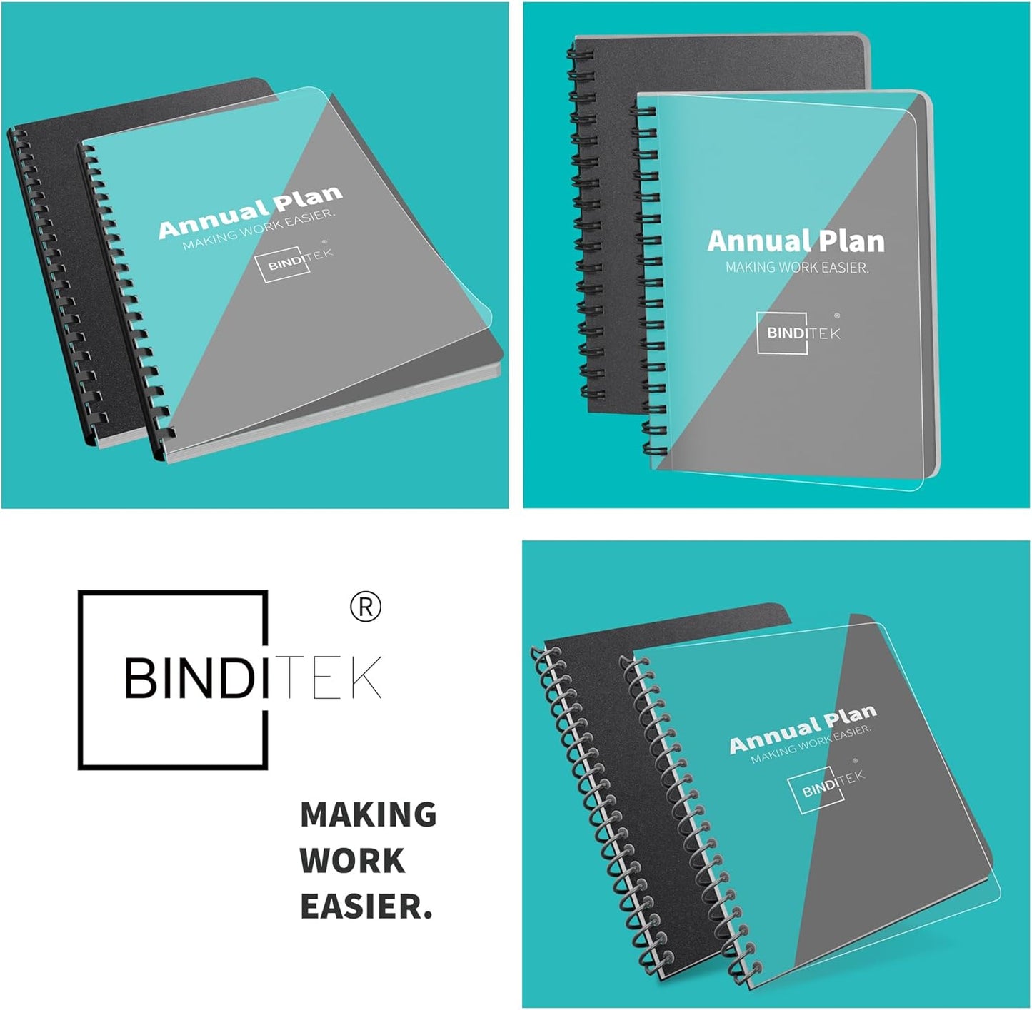 Binditek 100 Pack Binding Covers and Backs Set, 8.75 x 11.25 Inches, 50 Clear PVC (8Mil), 50 Sand-Textured Polycovers (12Mil), Oversize