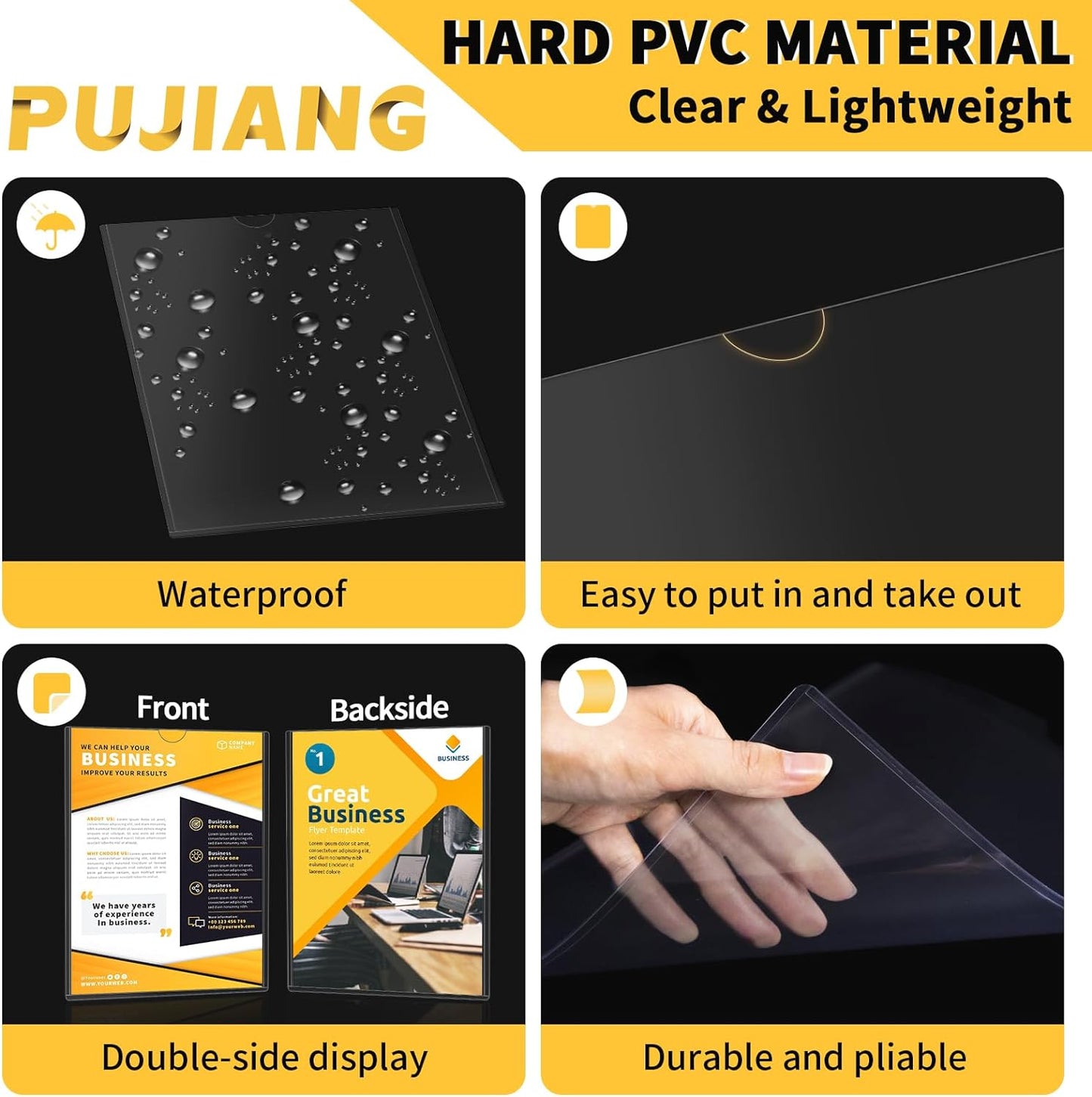 20 Pack Magnetic Sign Holder 8.5 x 11 - Wall Sign Holder Rigid Plastic Sign Holder with Magnet Strips and Adhesive Strips - Magnetic Display Frame Door Sign Holder