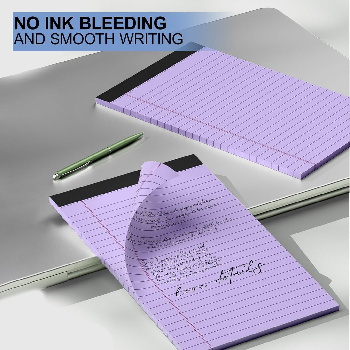 6pcs Small Note Pads, Purple Notepads 5x8 College Ruled Notebook, Writing Pads 5 x 8, Legal Pads, Memo Pad Paper Perforate Narrow Ruled Notebooks for Work, School, Office,30 Sheets/Pack