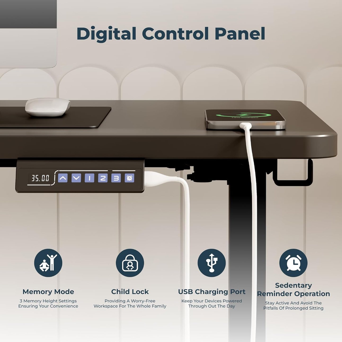 Adjustable Standing Desk, Large 79x31 Inches Standing Desk with Cable Management, Height Adjustable Home Office Computer Desk with Memory Preset&Charging USB Port&Sedentary Reminder