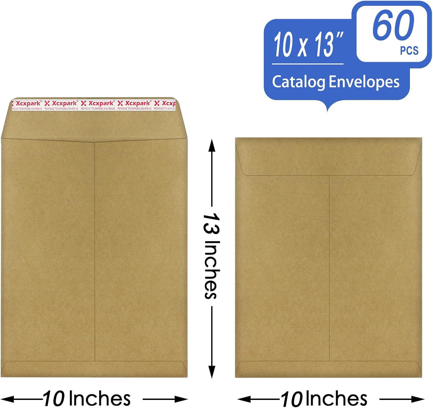 60 PCS 10x13 inches Security Catalog Envelopes Printable Self Seal Envelopes, Anti Tear Recycled Kraft Envelopes for Invitation Cards, Pictures, Photos, Documents