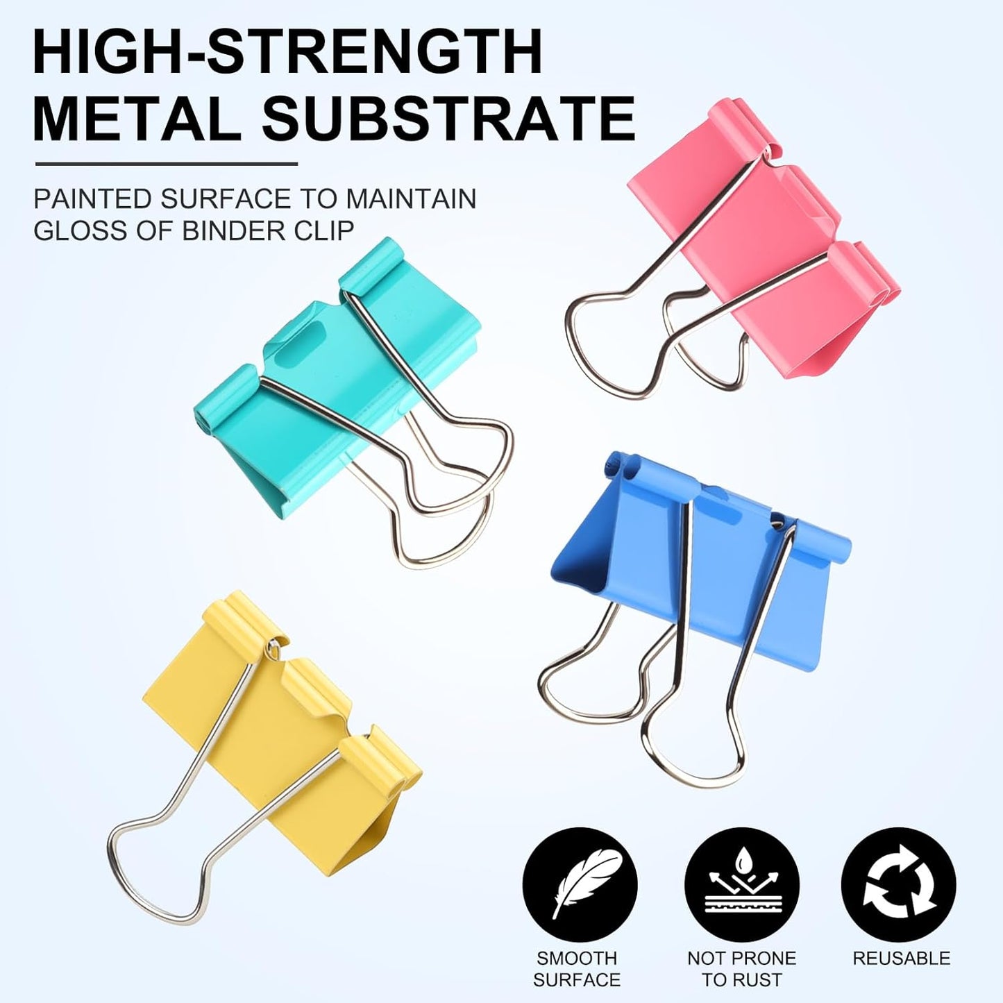 Colored Binder Clips,Medium Binder Clip 1.25 Inch (48 Pack) with Container,Color Binder Clips Medium Size, Big Paper Clips Clamps, Clips for Paperwork, for Office and Home Supplies School