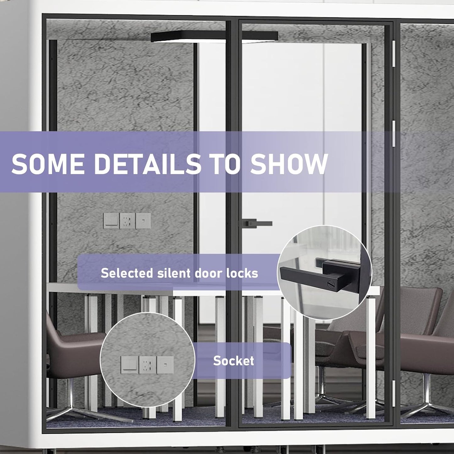 Office Sound Booth with Audio Privacy - Large Soundproof Booth with White Modern Style,Movable Room with Light,Ventilation,Socket for Meeting Room,Band Practice,Home Gym(118.11IN)