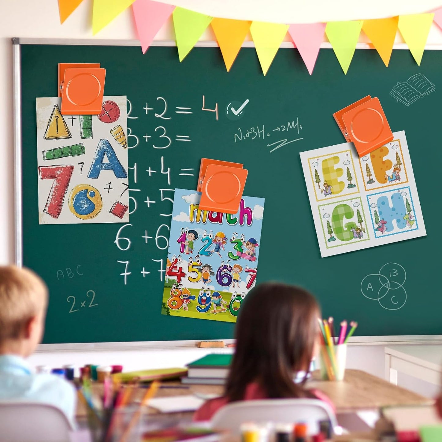 FINDMAG Extra Strong Magnetic Clips, 2.2inch Magnetic Binder Clips Heavy Duty, Large Clips with Magnet for Refrigerator, Office, Hanging Photos, Classroom (4Pack, Orange)