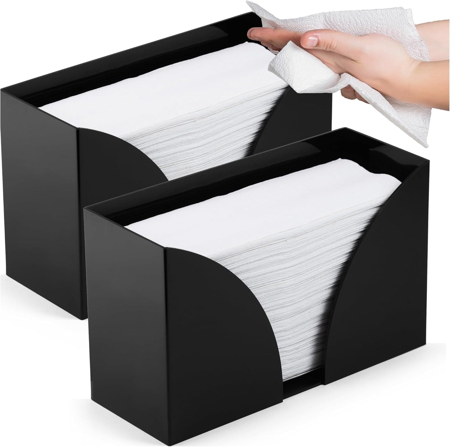 Countertop Paper Towel Holder for Wall Mount, 2 Pack - Acrylic Paper Towel Dispenser & Napkin Holder for Bathroom - Kitchen Accessories