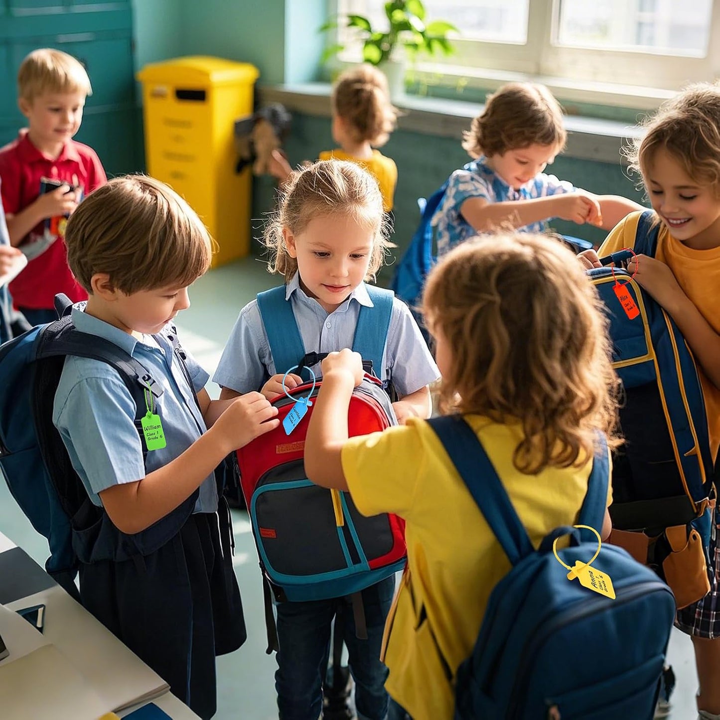 100 Blank Plastic Tags for Labeling Waterproof Hanging Labels Writable Tags Seal Plastic Marking Label for Clothes Bags Keys Inventory with One Marker Pen (Mixed 5 Color)