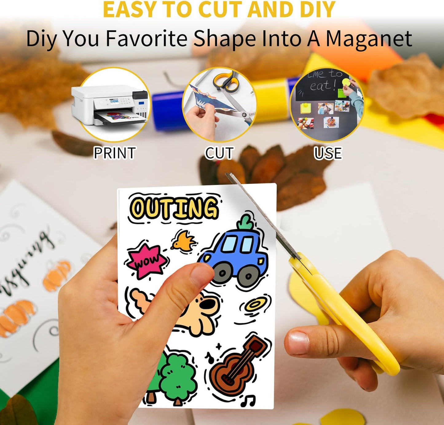 10Pcs Printable Magnetic Sheets 8.5x11 Inches for Inkjet Printers, Glossy White Magnetic Print Paper, 12mil Thickness, Flexible Magnet Photo Paper for Refrigerator DIY Crafts