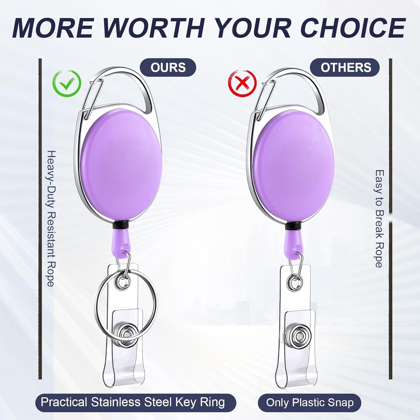 Honoson 50 Pcs Heavy Duty Retractable Badge Reels Batch ID Badge Holder Retractable Clip Bulk Key Holder with Ring for Office Worker Employee, Doctor Nurse Gifts (Multicolor)