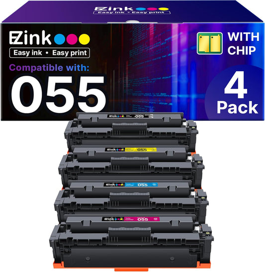 E-Z Ink Compatible Toner Cartridge Replacement for Canon 055 055H Replacement for Canon 055 Toner Cartridge Set to Use with Canon Color ImageCLASS MF743Cdw MF741Cdw MF746Cdw MF743 Printer (4 Pack)