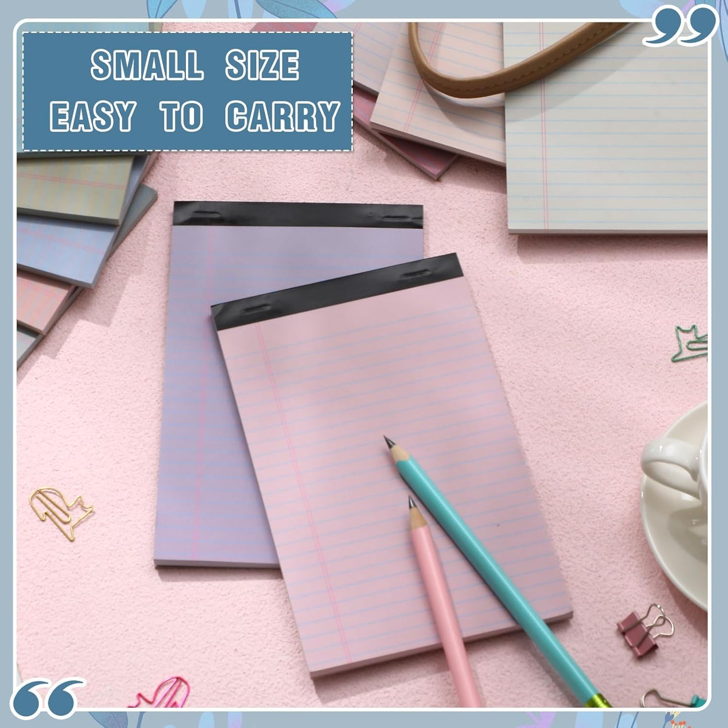 Lincia 12 Pcs 12 Pcs 5" x 8" Small Legal Pads Colored Lined Note Pads Narrow Ruled Writing Notepads 50 Sheets Per Micro Paper Notebook Lined and Perforated for College Office Supplies (Dreamy Colors)