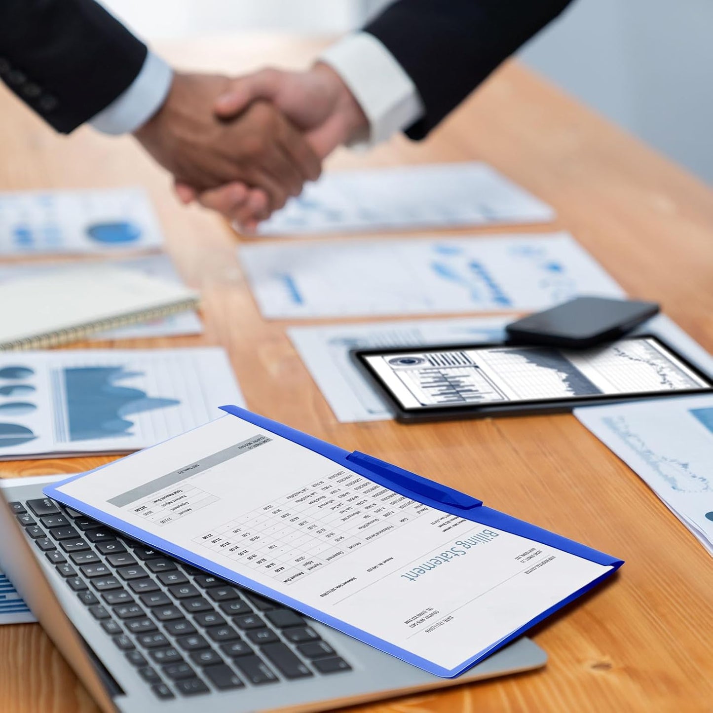 Maitys 50 Pack Clear Report Covers with Clip 11.4 x 9 Inch Presentation Folders Transparent Front Portfolio Folders for Letter Size(Blue)