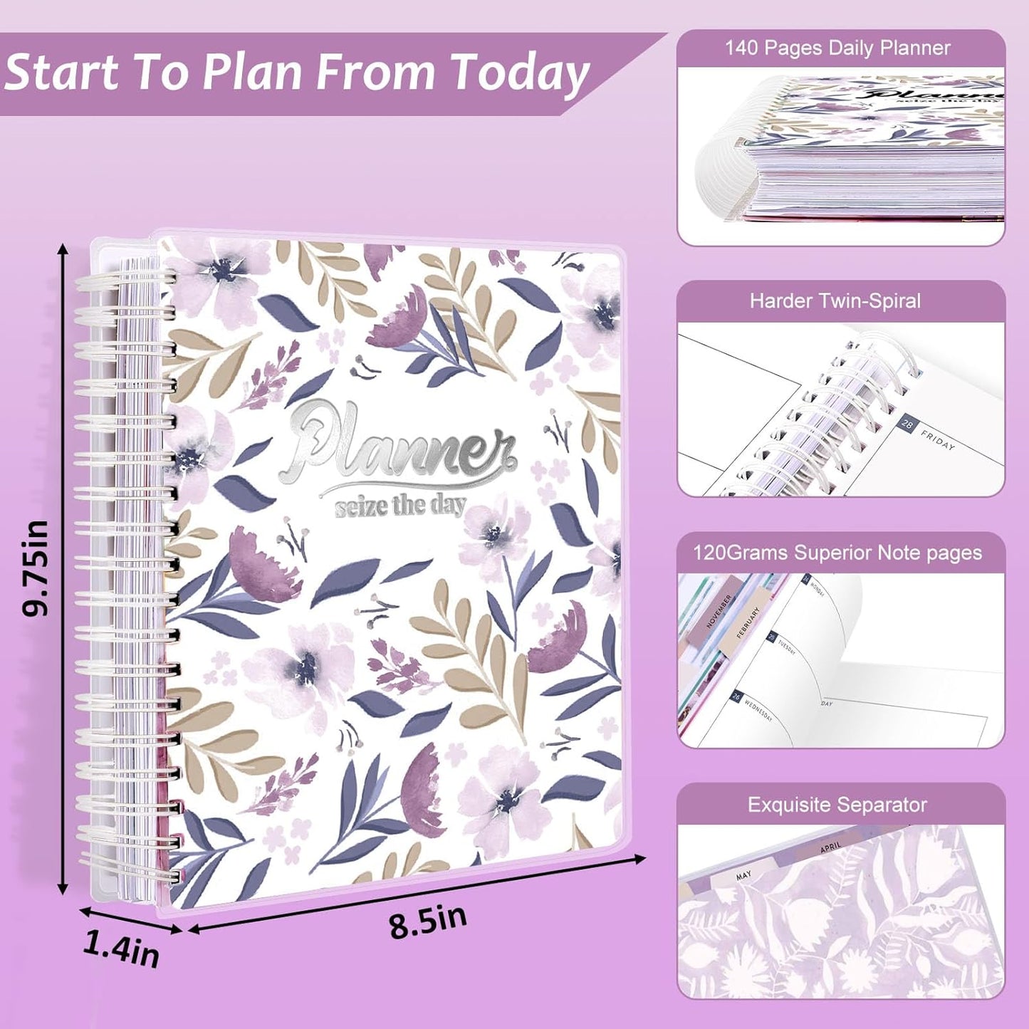 Planner 2025-2026, 18 Months Large Academic Daily Weekly Monthly Planner Organizer, July. 2025 - Dec. 2026, 8.5x9.8" Agenda with Page Tabs, Separator Page, Pocket Folder, Bookmark, Stickers & Sticky Note Set