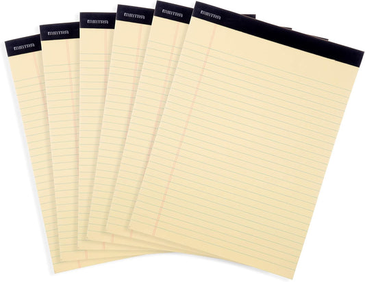 Mintra Office Legal Pads - ((BASIC CANARY 6pk, 8.5in x 11in, WIDE RULED))