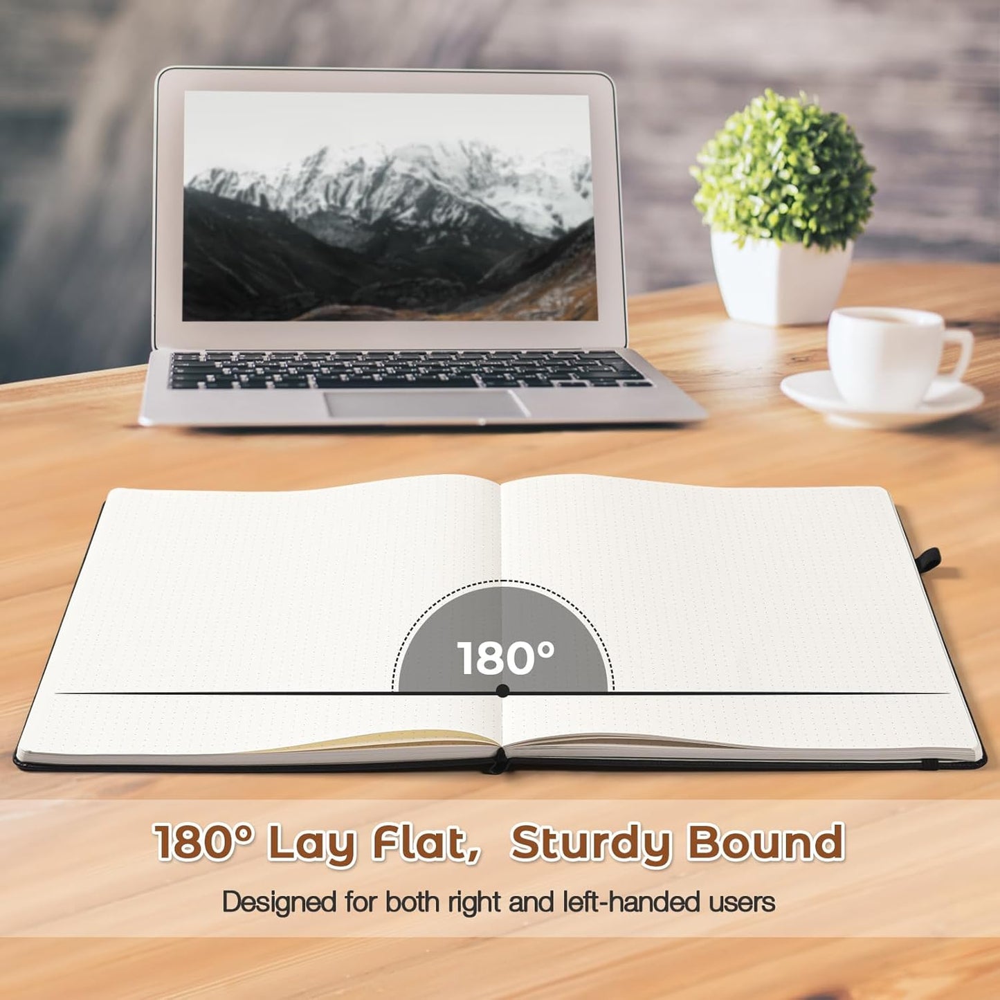 Dotted Journal, Hardcover Notebook 8.5 x 11, Dot Grid Notebook Journal for Women, Men, Large Leather Journals for Writing, Bullet, No Bleed Thick Paper, A4 Notebooks for Work, School, Notes, Brown