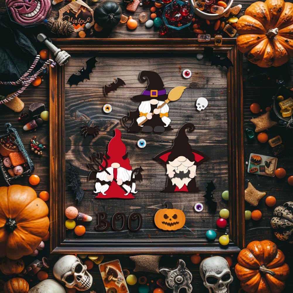 GLOBLELAND Halloween Gnome Cutting Dies for Card Making Pumpkin Bat Spider Cut Die for DIY Scrapbooking Journal Embossing Paper Craft Decor