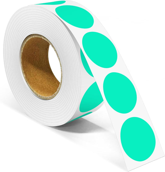 1 Inch Round Color Coding Labels, 1000 Dots Per Roll Aqua Color Coded Dot Stickers, Round Color Dot Labels for Organizing, Filing, and Storage