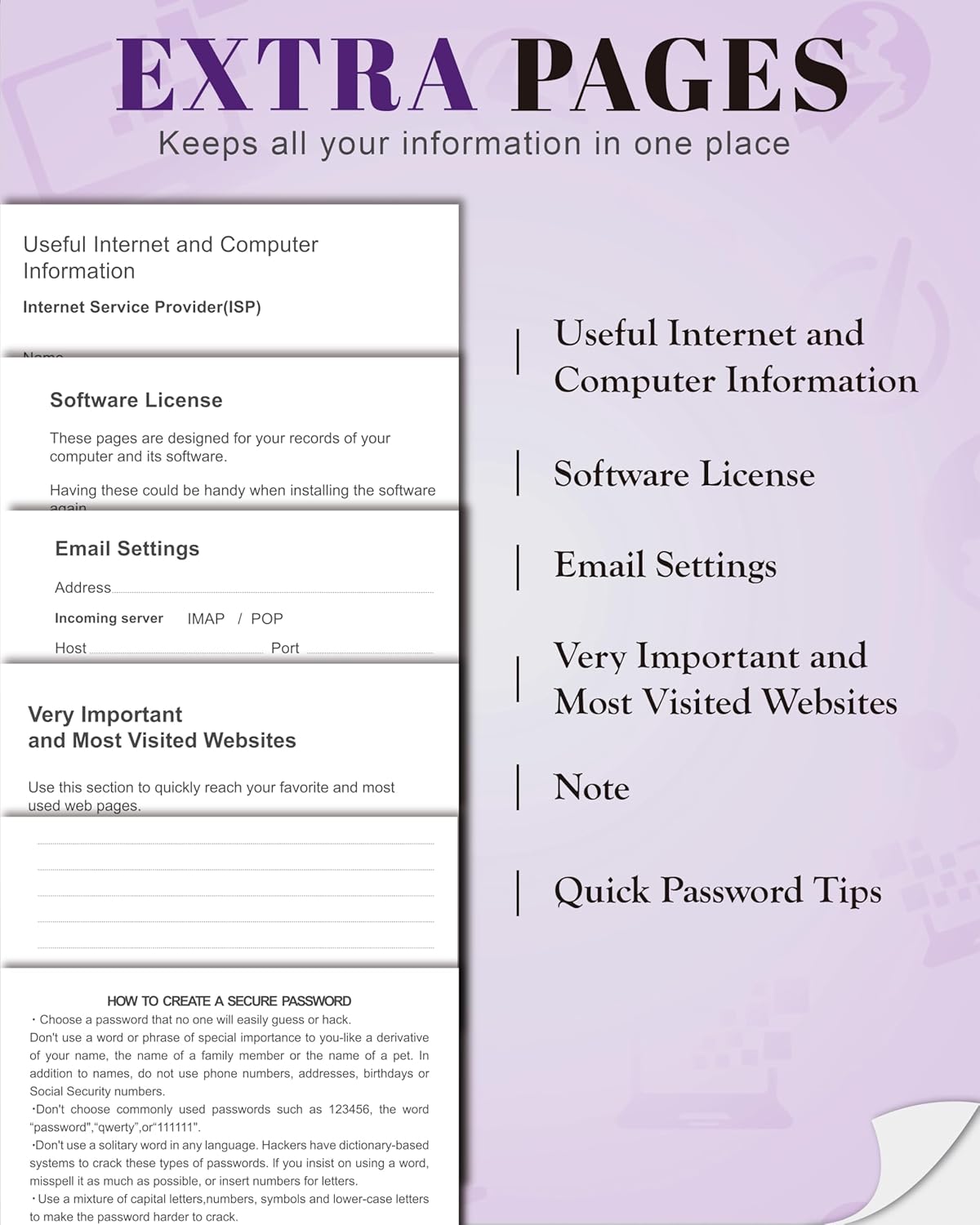 Password Keeper Book with Colorful Alphabetical Tabs, Hardcover Password Log-book for Internet Password and Website Address, 4.1'' x 6.2'' Password Notebook for Home Office (Royal Purple, Small (4.1 x 6.2 Inch))
