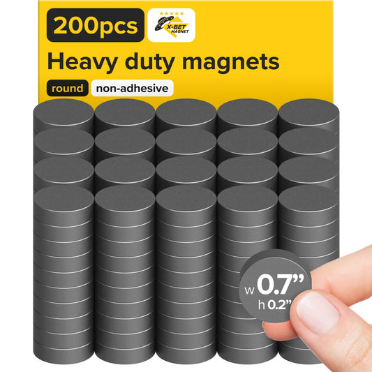 Heavy Duty Magnets for Crafts - Ultra Strong Round Magnets for DIY, Home Space Organization & Decoration - Perfect Size for Whiteboard & Fridge (200 pcs, 0.7x0.2)