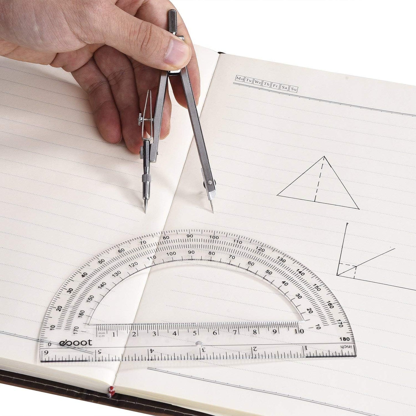 Drawing Compass and 6 Inch Protractor, Student Geometry Math Set