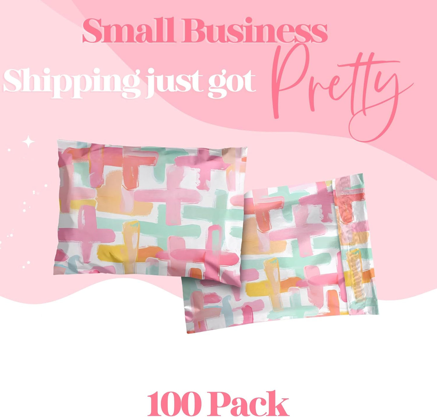 6x9 Designer Poly Mailer 100 Pack Heavy Duty Waterproof Self Seal Shipping Bags for Small Business Large Mailing Envelopes Bulk Tear Resistant Packaging Pastel Cross Faith