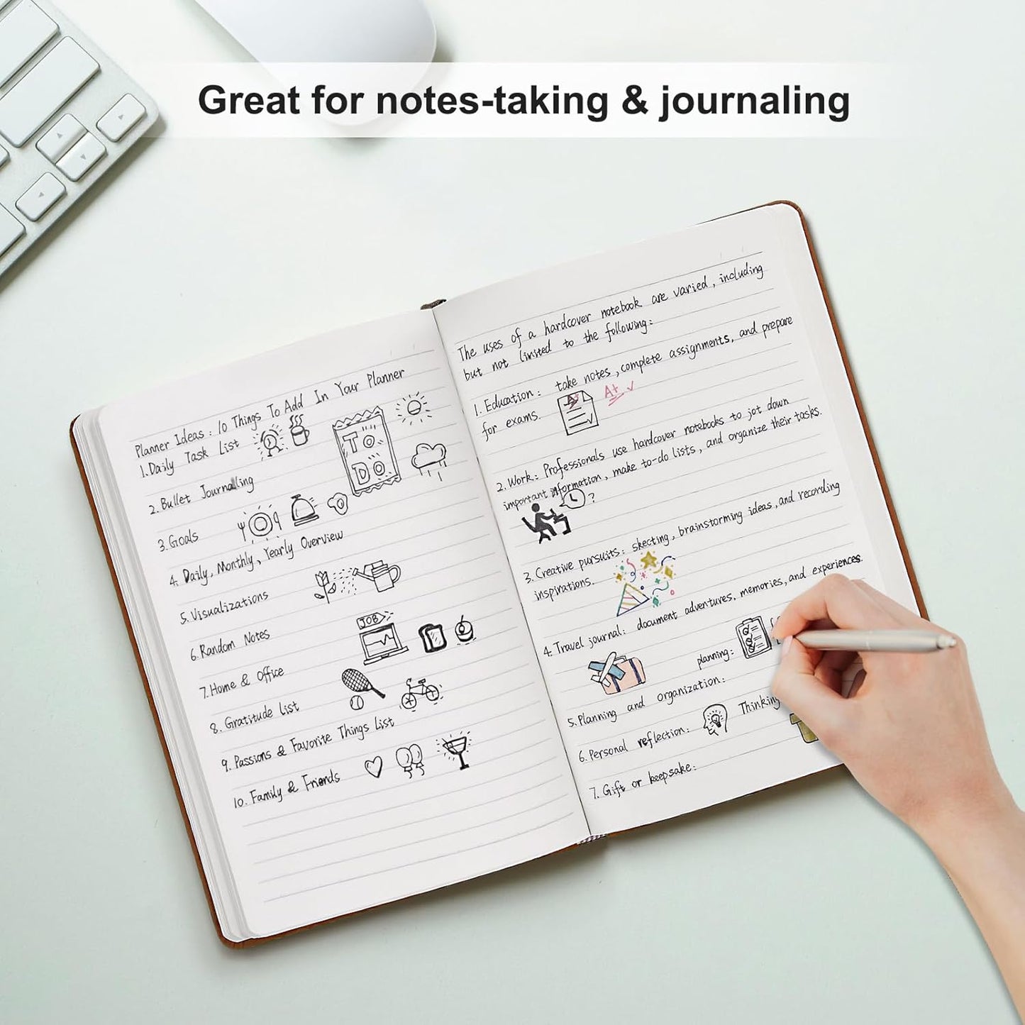 Comix Lined Journal Notebook for Women Men, Journaling Notebooks for Office School Home, Brown, 240 Pages, 5.5" x 8.3", College Ruled, A5, Hardcover