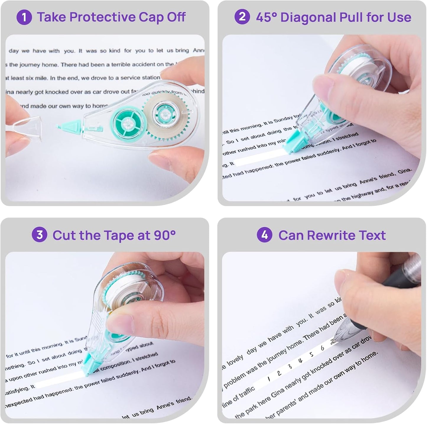 12 Pcs Colorful Core Correction Tape, 18.04 Ft White Wrong Out Tear-Resistant Bulk, Instant Corrections Easy To Use Applicator for School, Office, Note Taking, Journal (Tape Width 0.2 in)