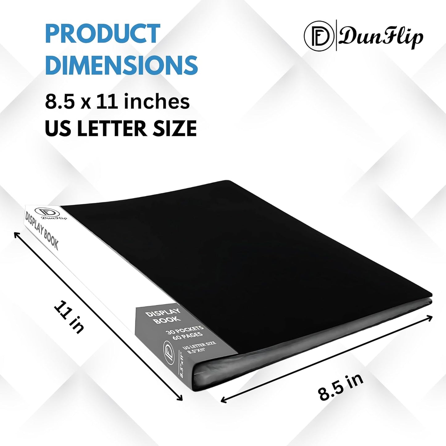 Presentation Binder with 30 Plastic Sleeves, 60 Pages 8.5x11 Display Book - Art Portfolio Organizer for Documents, Artworks, Certificates, Projects, Photos - Black