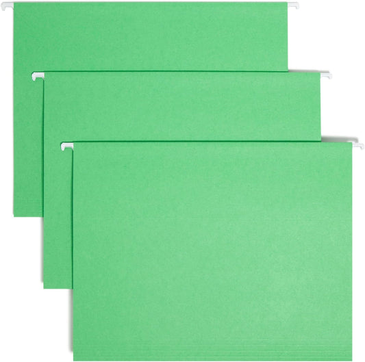 Smead Standard Hanging File Folders, 25 Count, Green, 1/5-Cut Adjustable Tabs, Letter Size (64061)
