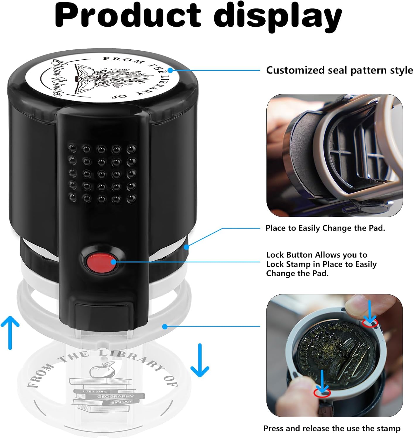 Custom Self-Inking Stamps | Personalized Book Stamp Gift for Book Lovers | 5 Ink Colors (Style10)