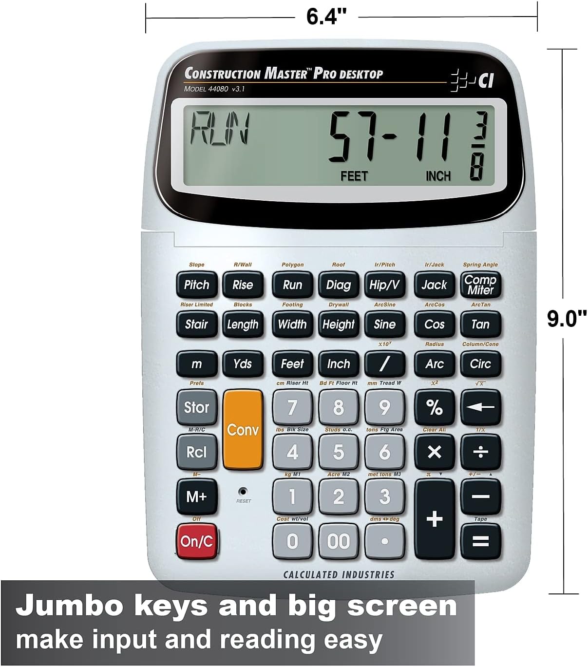 Calculated Industries 44080 Construction Master Pro-Desktop Advanced Construction Math Feet-Inch-Fraction Calculator with Trig Tool for Architects, Estimators, Contractors, Builders and Remodelers