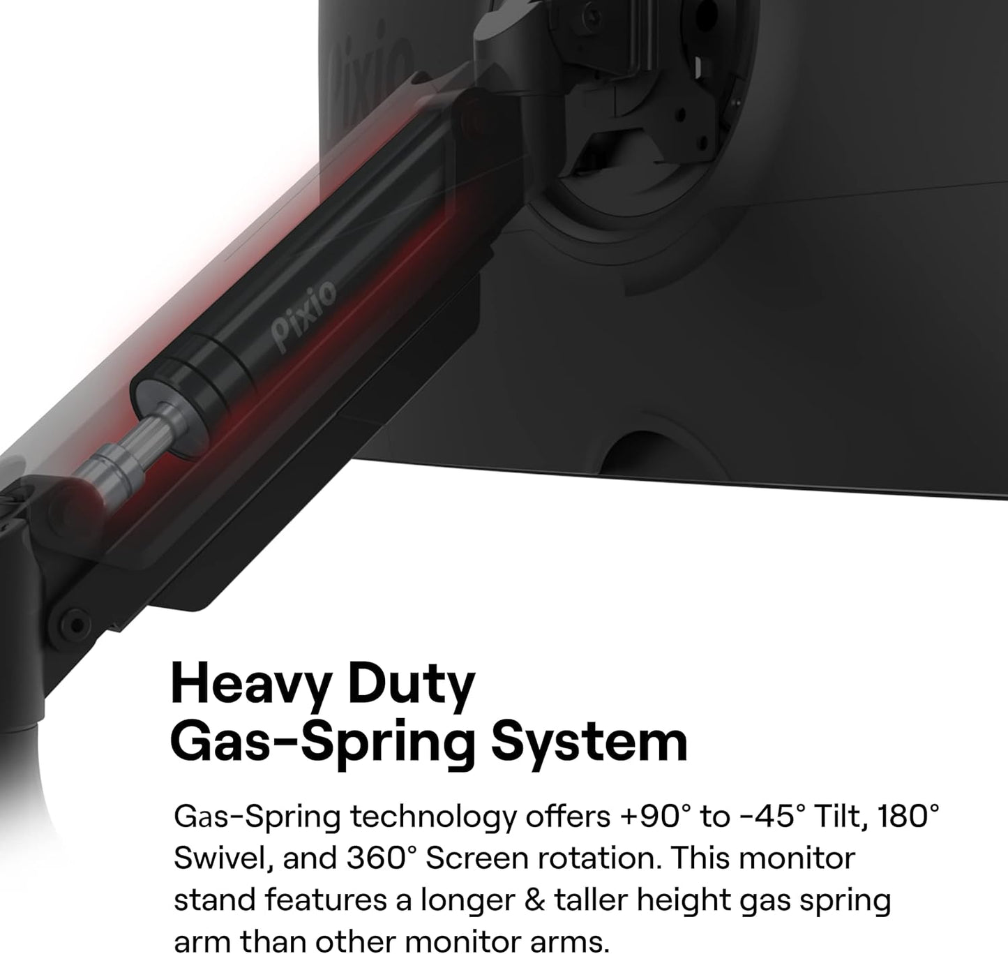 Pixio PS2S Ultrawide Heavy-Duty Premium Single Monitor Arm Stand Desk Mount - Fits up to 49 inches Monitors, Weights up to 39lbs Flat / 31lbs Curved, Compatible with VESA 75x75mm 100x100mm