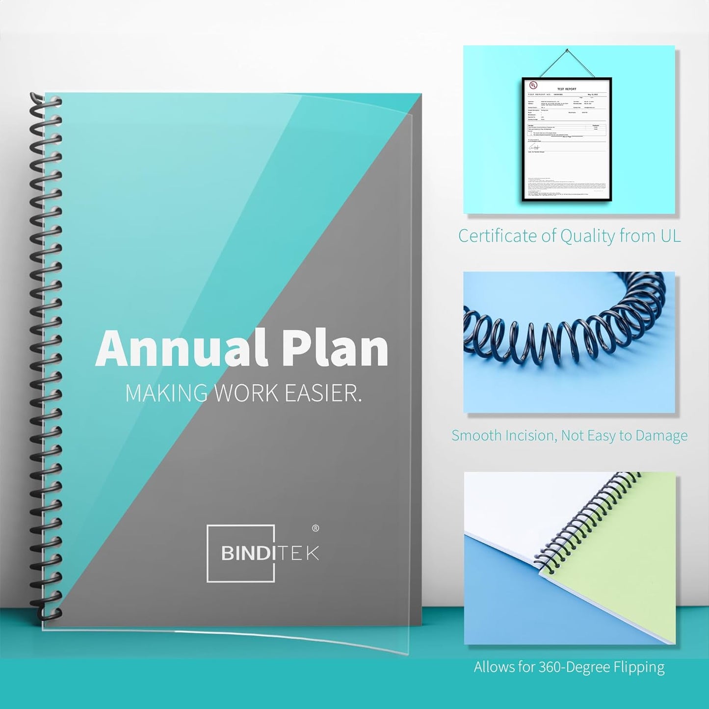 Binditek 50 Pack Plastic Spiral Binding Coils, 25mm(1"), 215 Sheet Capacity, 4:1 Pitch, Black, 48 Loops, for Letter Size, for Students and Coworkers