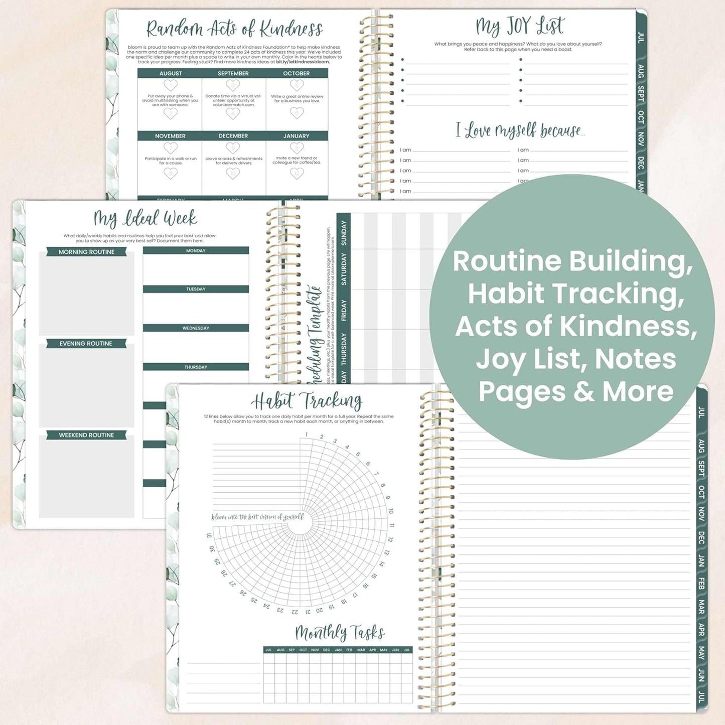 bloom daily planners 2025-2026 (8.5" x 11") Academic Year Day Planner (July 2025 - July 2026) - Weekly & Monthly Dated Agenda Organizer with Stickers & Tabs - Boho Greenery