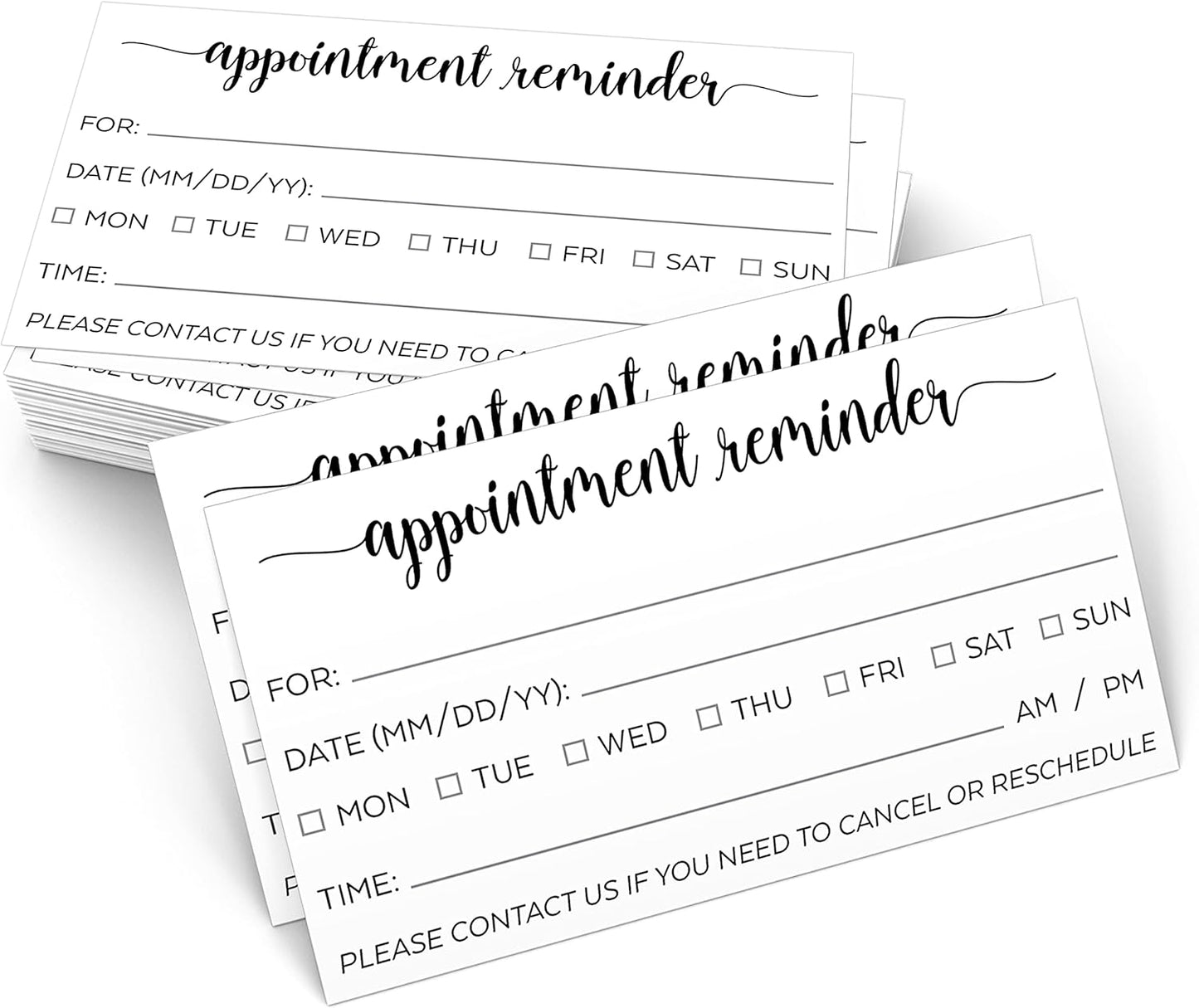 321Done Appointment Reminder Card (50) 2x3.5 White - Business Card Size Your Next Appointment for Hair Nail Salon, Spa, Massage, Hairdresser, Grooming, Doctor, Dentist Office - Simple, Cute