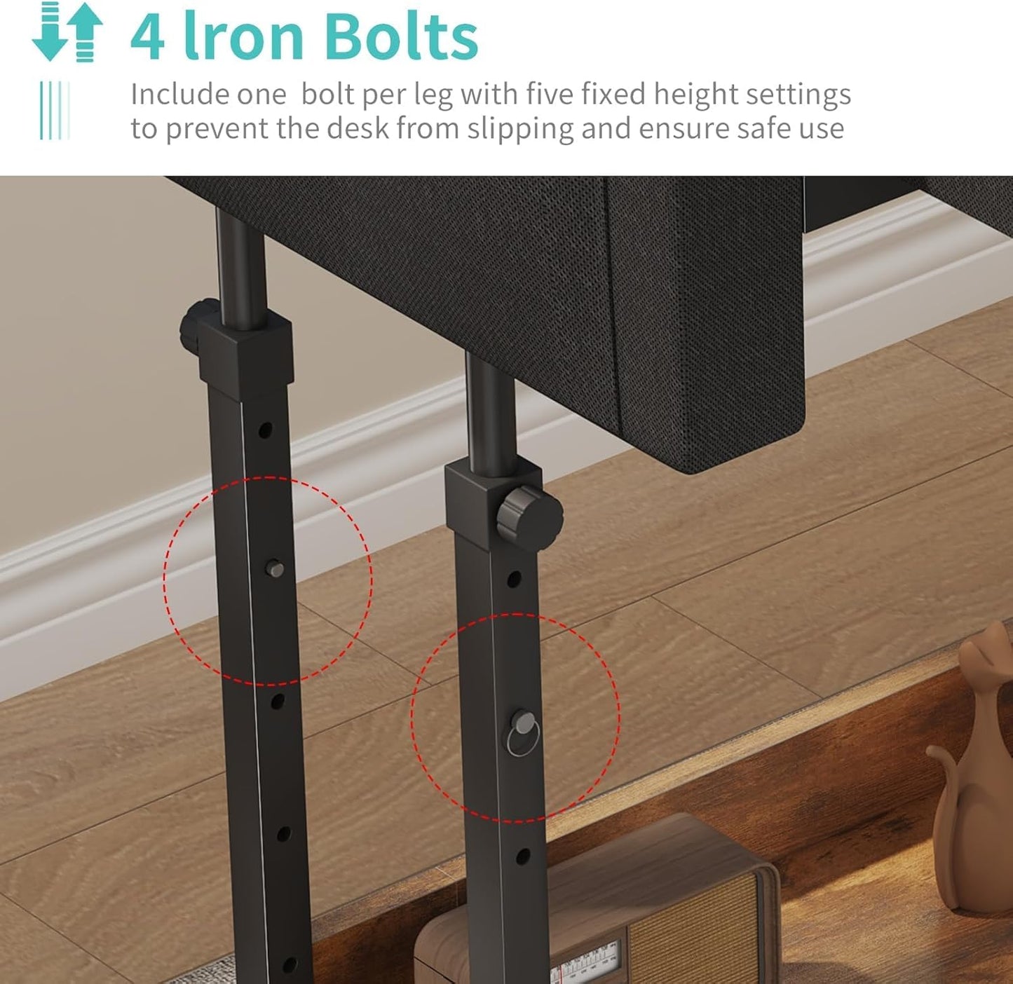 Rolling Standing Desk Adjustable Height with Drawers on Wheels, 40 Inch Portable Mobile Stand Up Computer Desks for Bedroom Home Office, Couch Sofa Side Laptop Table with Storage, Rustic Brown