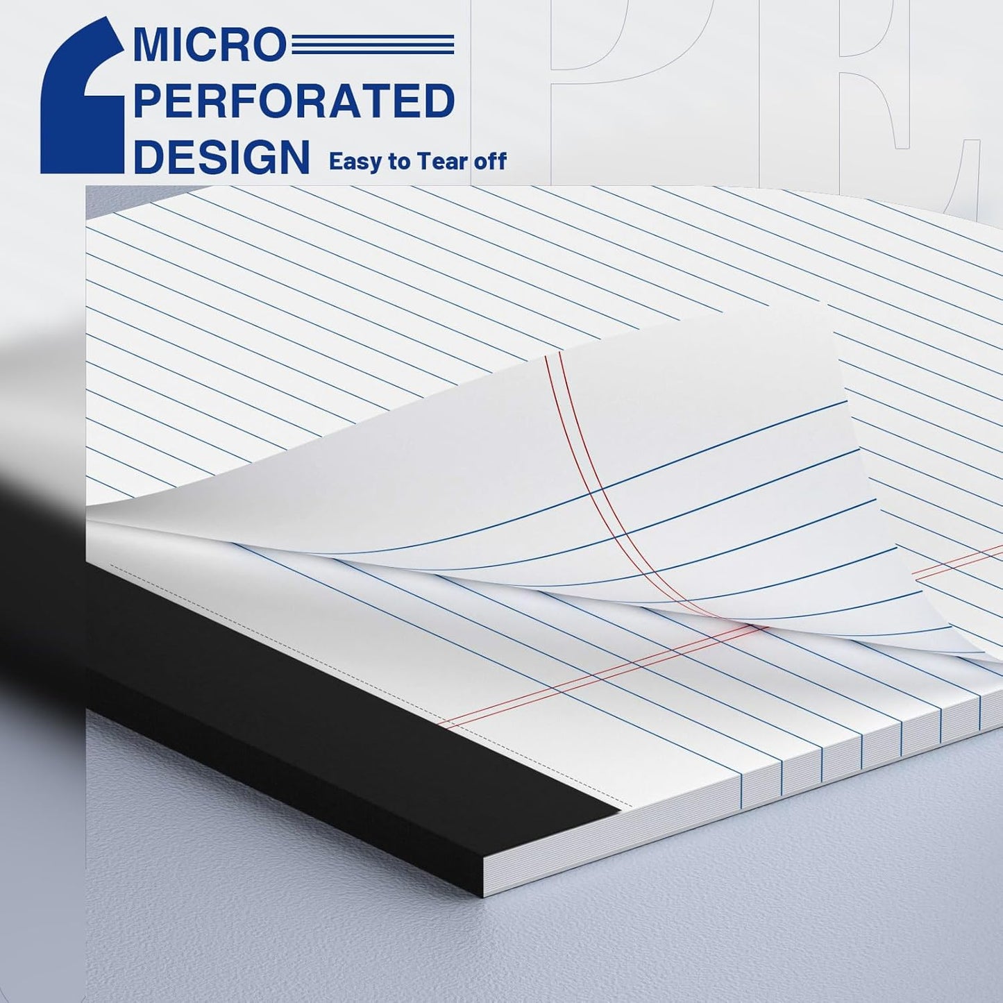 2-Pack Legal Pads 8.5"x11" Wide Ruled Note Pads - 100 Sheets (50/Pad) with Micro-Perforated Notepad & Chipboard Backing To-Do Lists Thick Lined Writing Paper Notebook for School & Office Supplies