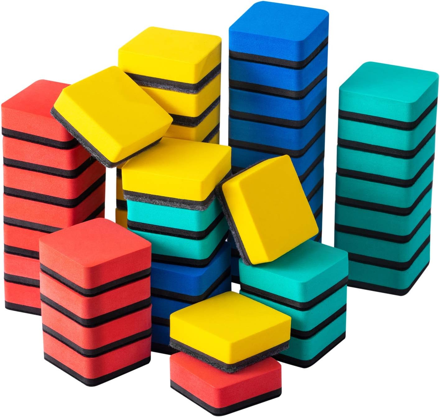 Dry Erase Erasers, Eeoyu 40 Pack Magnetic Whiteboard Dry Erasers Chalkboard Cleaner Wiper for Kids and Classroom Teacher Supplies Home and Office, 4 Colors